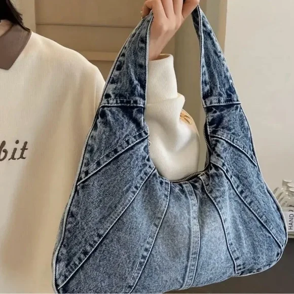 Denim Hobo Bag purse - Picture 3 of 10